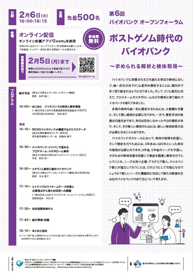 第6回バイオバンク オープンフォーラム「ポストゲノム時代の